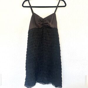 Black kensie Fringe Dress with Bow Detail